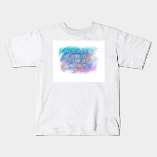 Motivational Positive Quote Abraham Lincoln on blue watercolor Kids T-Shirt